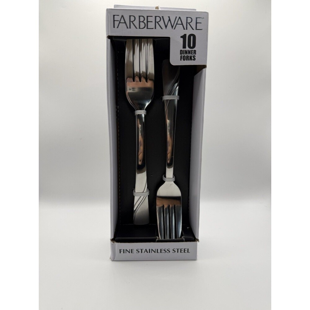 Farberware Valentina Stainless Steel Dinner Forks Set of 10 Flatware
